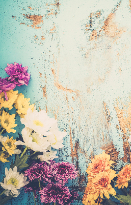 Store enrouleur Fleurs sur fond bleu