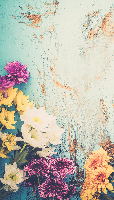 Store enrouleur Fleurs sur fond bleu