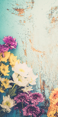 Store enrouleur Fleurs sur fond bleu