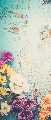 Store enrouleur Fleurs sur fond bleu