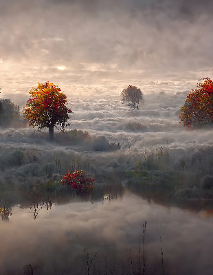 Store enrouleur Arbres dans le brouillard