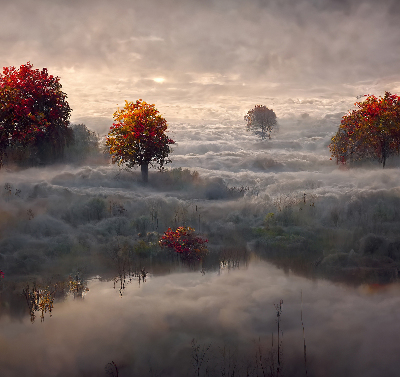 Store enrouleur Arbres dans le brouillard