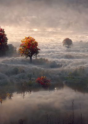 Store enrouleur Arbres dans le brouillard