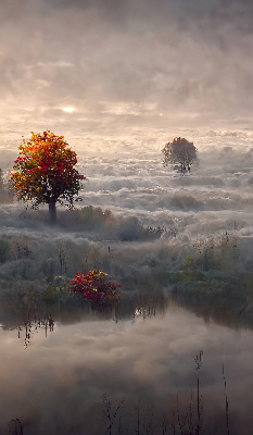 Store enrouleur Arbres dans le brouillard