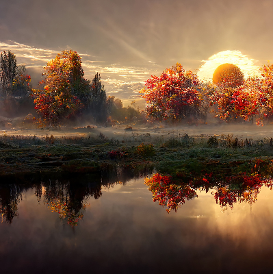 Store intérieur Coucher de soleil derrière les arbres