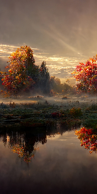 Store intérieur Coucher de soleil derrière les arbres