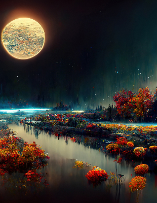 Store enrouleur Rivière au clair de lune