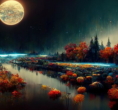 Store enrouleur Rivière au clair de lune