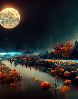 Store enrouleur Rivière au clair de lune