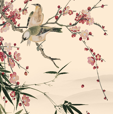 Store enrouleur Fleur de cerisier et oiseau