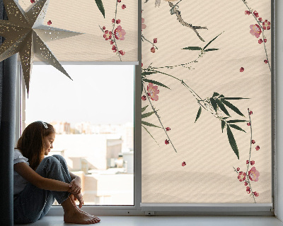 Store enrouleur Fleur de cerisier et oiseau
