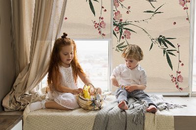 Store enrouleur Fleur de cerisier et oiseau