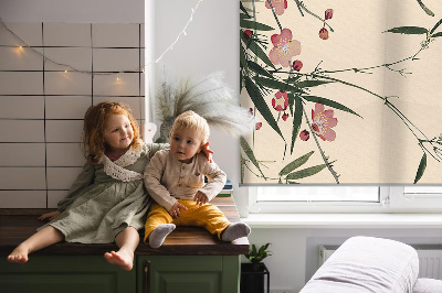 Store enrouleur Fleur de cerisier et oiseau