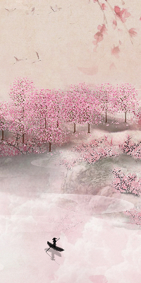 Store intérieur Jardin de cerisiers en fleurs