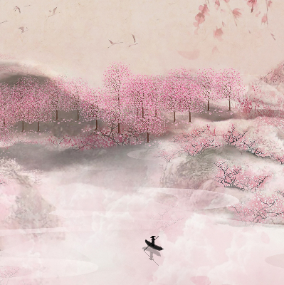 Store intérieur Jardin de cerisiers en fleurs