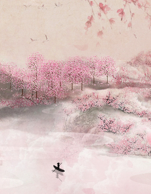 Store intérieur Jardin de cerisiers en fleurs