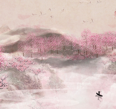 Store intérieur Jardin de cerisiers en fleurs