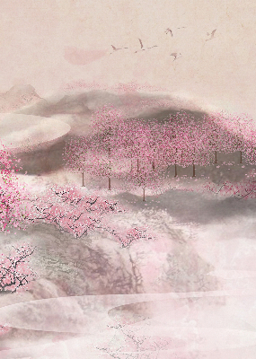 Store intérieur Jardin de cerisiers en fleurs