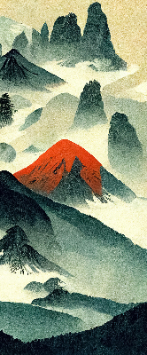 Store enrouleur Montagnes dans le brouillard