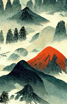 Store enrouleur Montagnes dans le brouillard