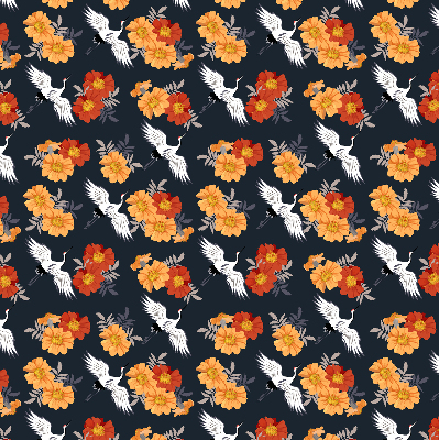 Store enrouleur Fleurs et grues