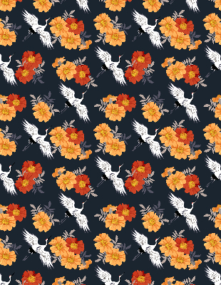 Store enrouleur Fleurs et grues