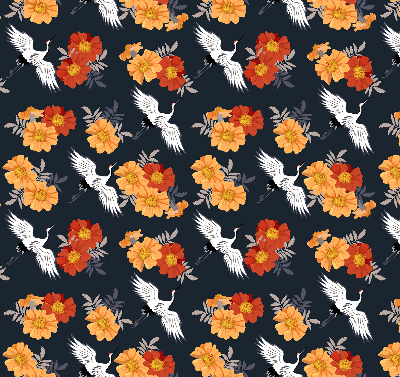 Store enrouleur Fleurs et grues