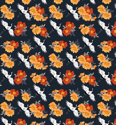 Store enrouleur Fleurs et grues