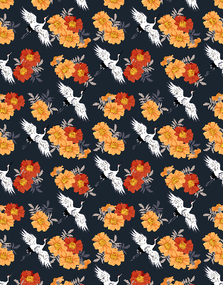 Store enrouleur Fleurs et grues