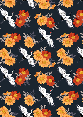 Store enrouleur Fleurs et grues