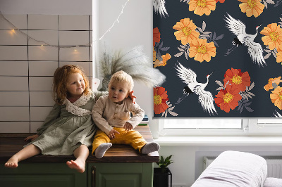 Store enrouleur Fleurs et grues