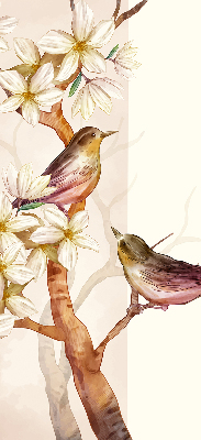 Store enrouleur Oiseaux sur un arbre avec des fleurs
