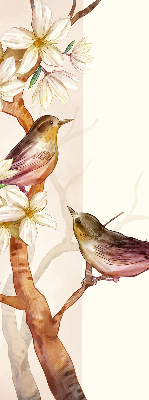 Store enrouleur Oiseaux sur un arbre avec des fleurs