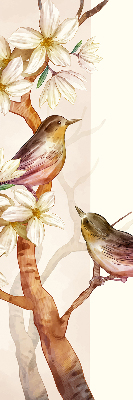 Store enrouleur Oiseaux sur un arbre avec des fleurs