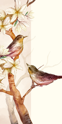 Store enrouleur Oiseaux sur un arbre avec des fleurs
