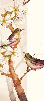 Store enrouleur Oiseaux sur un arbre avec des fleurs