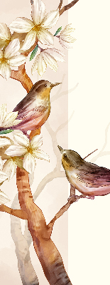 Store enrouleur Oiseaux sur un arbre avec des fleurs