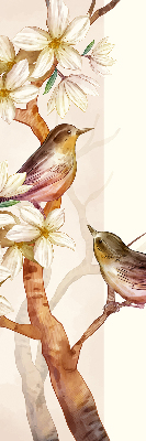 Store enrouleur Oiseaux sur un arbre avec des fleurs