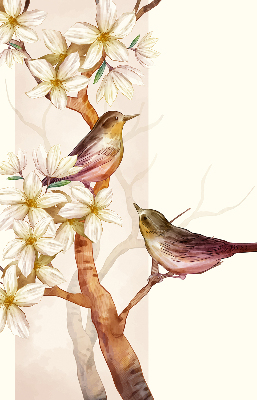Store enrouleur Oiseaux sur un arbre avec des fleurs