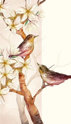 Store enrouleur Oiseaux sur un arbre avec des fleurs