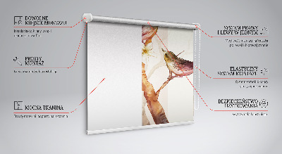 Store enrouleur Oiseaux sur un arbre avec des fleurs