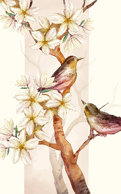 Store enrouleur Oiseaux sur un arbre avec des fleurs