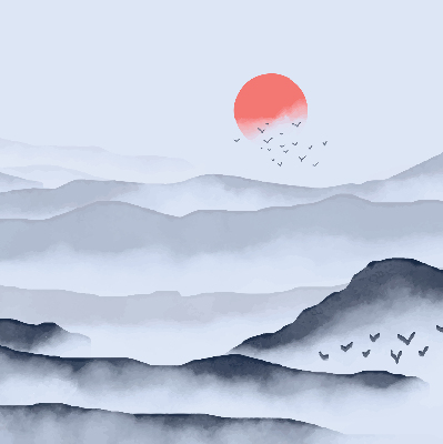 Store intérieur Montagnes dans le brouillard