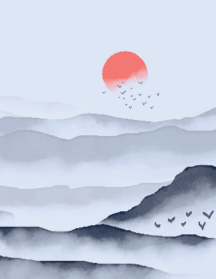 Store intérieur Montagnes dans le brouillard