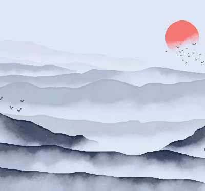 Store intérieur Montagnes dans le brouillard