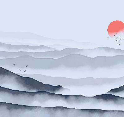Store intérieur Montagnes dans le brouillard