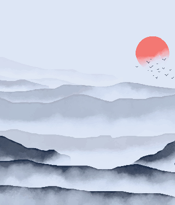 Store intérieur Montagnes dans le brouillard