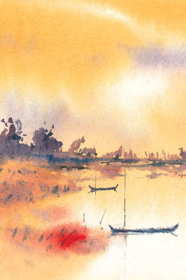 Store intérieur Coucher de soleil sur le lac