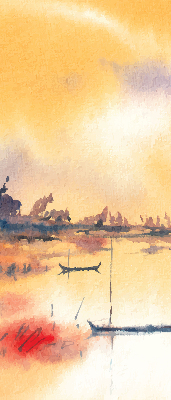 Store intérieur Coucher de soleil sur le lac
