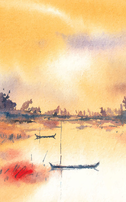 Store intérieur Coucher de soleil sur le lac